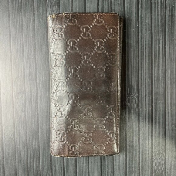Gucci Other - Gucci Dark Brown GG Guccissima Leather Bifold Long Wallet Authentic|Used